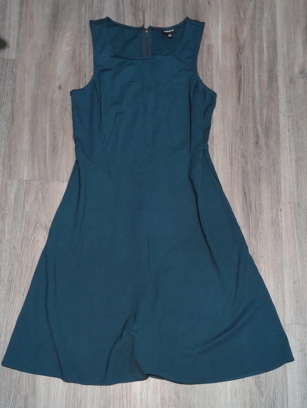 Torrid Teal Zip Back Tank Dress Midi Length Sz 10 Peacock Blue 00